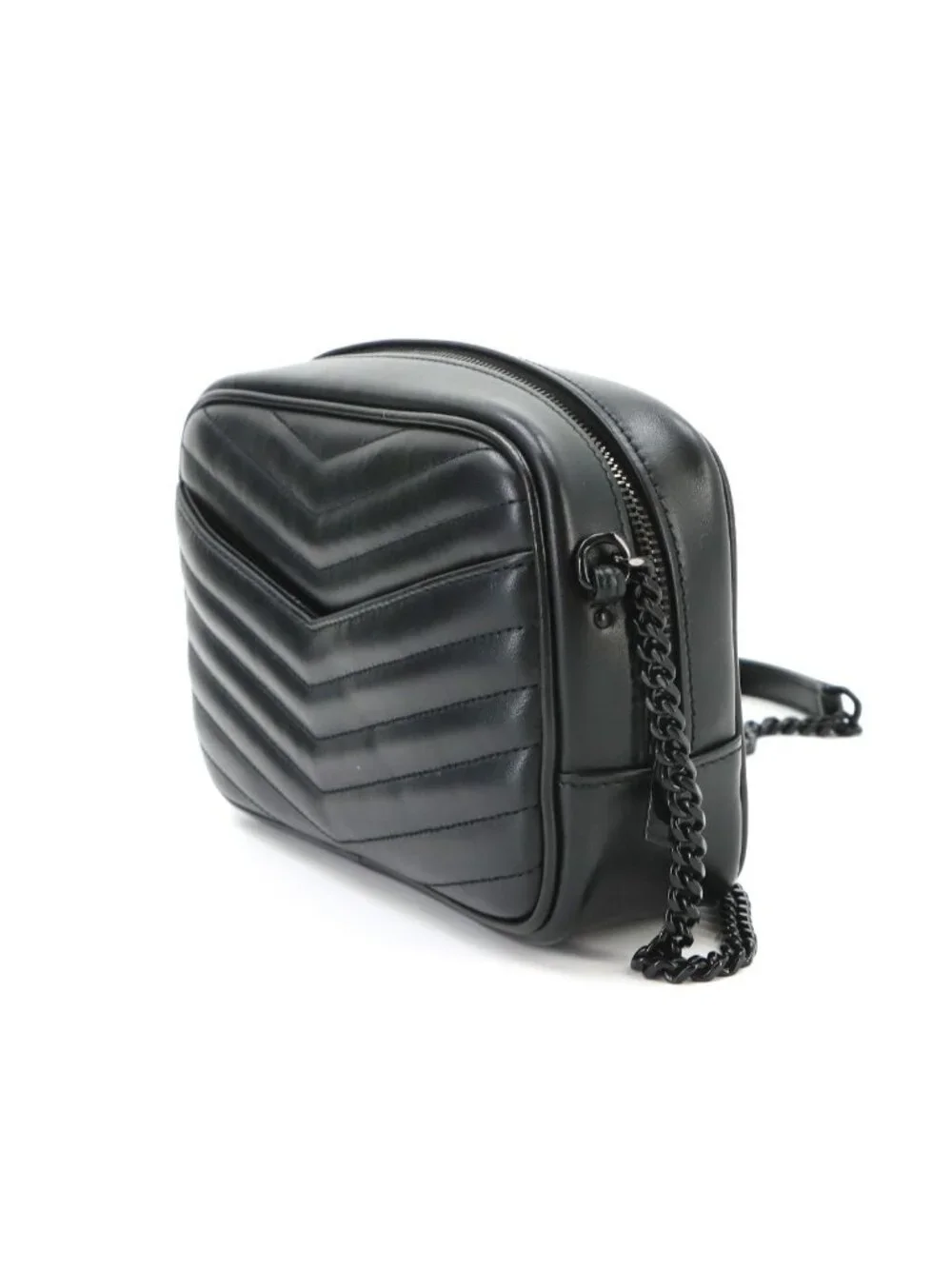 Saint Laurent Lou Chain Shoulder Bag Leather Black